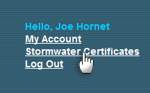 Stomwater Certificates link