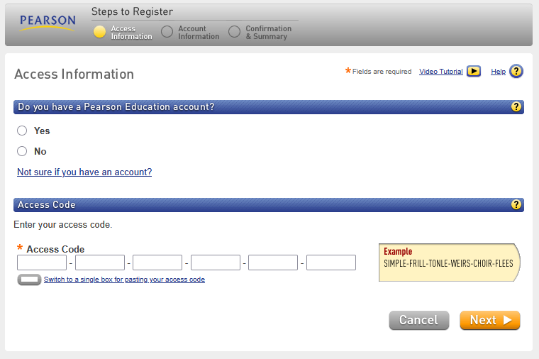 Pearson eText portal screen