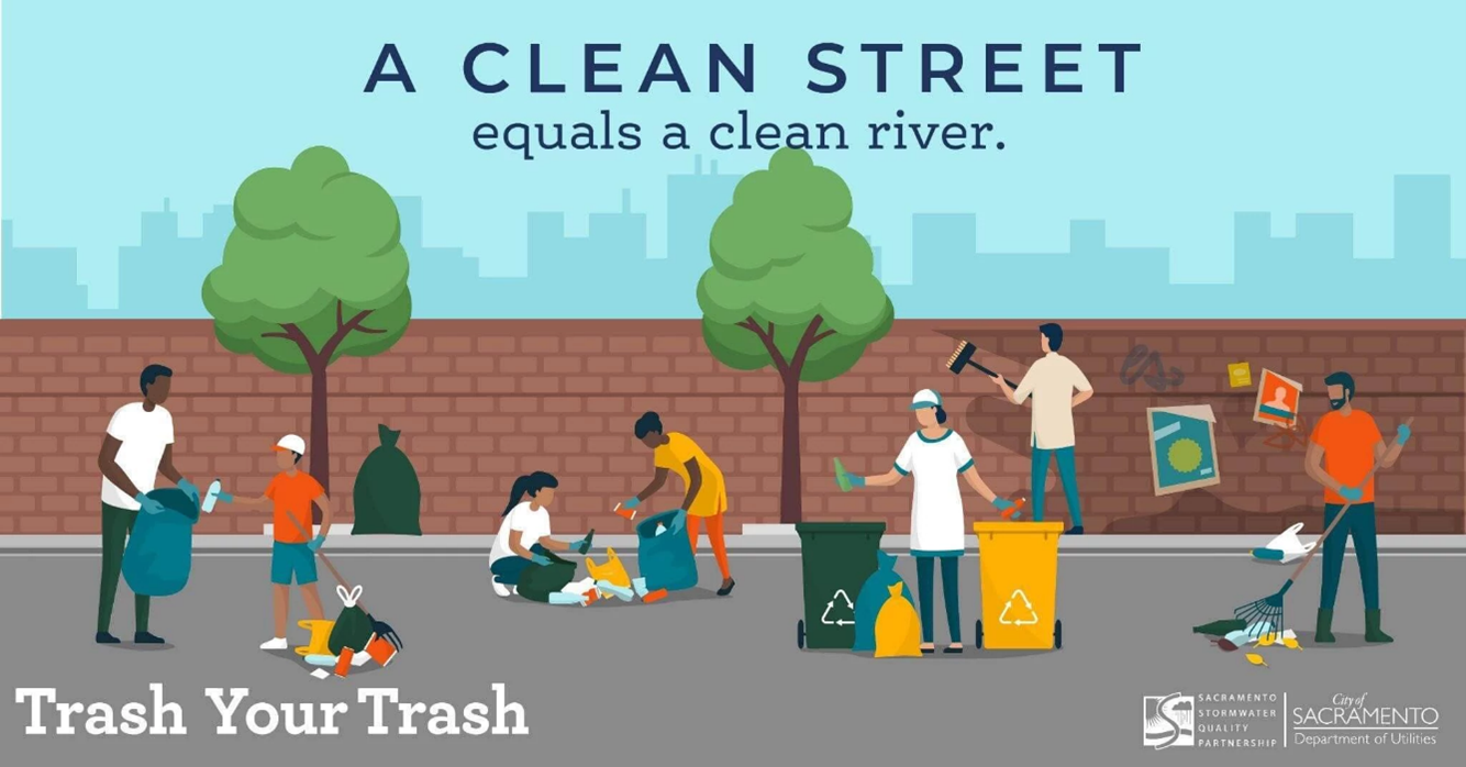 City of Sacramento's trash your trash campaign poster
